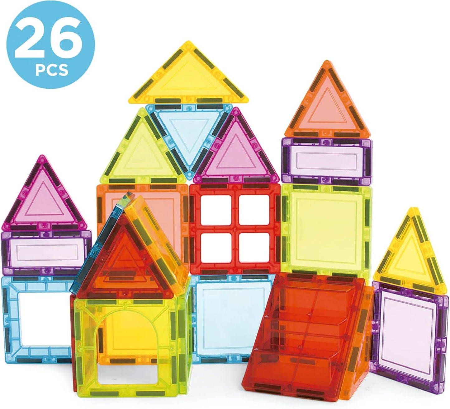Normelle Magnetic Tiles Building Blocks – 26 PCS STEM Toys for Kids | Educational Magnet Puzzle Set